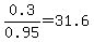 0.3%2F0.95=31.6%25