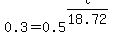 0.3+=+0.5%5E%28t%2F18.72%29