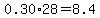 0.30%2A28=8.4