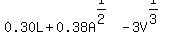 0.30L+%2B+0.38A%5E%281%2F2%29+-+3V%5E%281%2F3%29