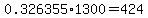 0.326355%2A1300=424