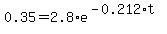 0.35=2.8%2Ae%5E%28-0.212%2At%29