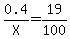 0.4%2FX=19%2F100