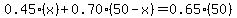 0.45%28x%29%2B0.70%2850-x%29+=+0.65%2850%29