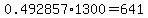 0.492857%2A1300+=+641+