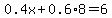 0.4x%2B0.6%2A8=6