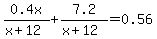 0.4x%2F%28x%2B12%29%2B7.2%2F%28x%2B12%29+=+0.56