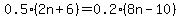 0.5%282n%2B6%29=0.2%288n-10%29
