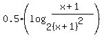 0.5%2A%28log%282%2C%28x%2B1%29%2F%28%28x%2B1%29%5E2%29%29%29