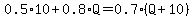 0.5%2A10%2B0.8%2AQ=0.7%28Q%2B10%29