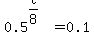 0.5%5E%28t%2F8%29=0.1