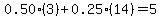 0.50%283%29%2B0.25%2814%29=5.00