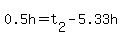 0.5h=t%5B2%5D-5.33h