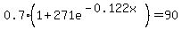 0.7%281%2B271e%5E%28-0.122x%29%29=90