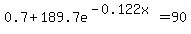 0.7%2B189.7e%5E%28-0.122x%29=90