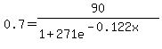 0.7+=+90%2F%281%2B271e%5E%28-0.122x%29%29