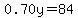 0.70y+=+84+