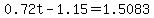 0.72t-1.15=1.5083