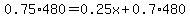 0.75%2A480=0.25x%2B0.7%2A480