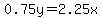 0.75y+=+2.25x