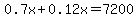 0.7x%2B0.12x=7200