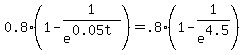 0.8%281-+1%2Fe%5E%280.05t%29%29=+.8%281-+1%2Fe%5E4.5%29