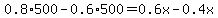 0.8%2A500-0.6%2A500=0.6x-0.4x