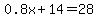 0.8x%2B14=28