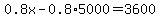 0.8x-0.8%2A5000=3600