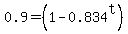0.9+=+%281+-+0.834%5Et%29