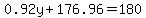 0.92y%2B176.96=180