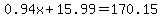 0.94x%2B15.99=170.15