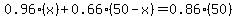 0.96%28x%29%2B0.66%2850-x%29+=+0.86%2850%29