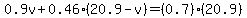 0.9v%2B0.46%2820.9-v%29=%280.7%29%2820.9%29