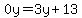 0y=3y%2B13