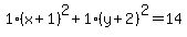 1%28x%2B1%29%5E2%2B1%28y%2B2%29%5E2=14