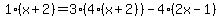 1%28x%2B2%29=3%284%28x%2B2%29%29-4%282x-1%29
