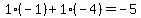 1%2A%28-1%29%2B1%2A%28-4%29=-5