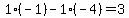1%2A%28-1%29-1%2A%28-4%29=3