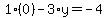 1%2A%280%29-3%2Ay=-4