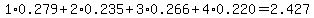 1%2A0.279%2B2%2A0.235%2B3%2A0.266%2B4%2A0.220=2.427