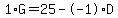 1%2AG+=+25+-+-1%2AD