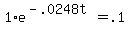 1%2Ae%5E%28-.0248t%29+=+.1
