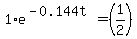 1%2Ae%5E%28-0.144t%29=%281%2F2%29