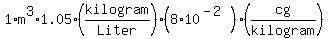 1%2Am%5E3%2A1.05%28kilogram%2FLiter%29%2A%288.0%2A10%5E%28-2%29%29%28cg%2Fkilogram%29