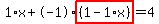 1%2Ax%2B-1%2Ahighlight%28%281-1%2Ax%29%29=4