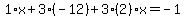 1%2Ax%2B3%2A%28-12%29%2B3%282%29x=-1