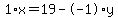 1%2Ax+=+19+-+-1%2Ay