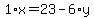 1%2Ax+=+23+-+6%2Ay