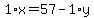 1%2Ax+=+57+-+1%2Ay